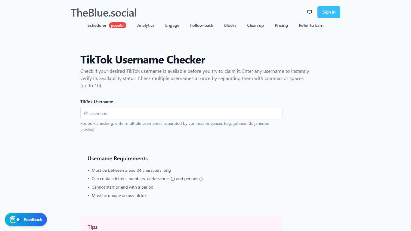 Free TikTok Username Checker | TheBlue.social